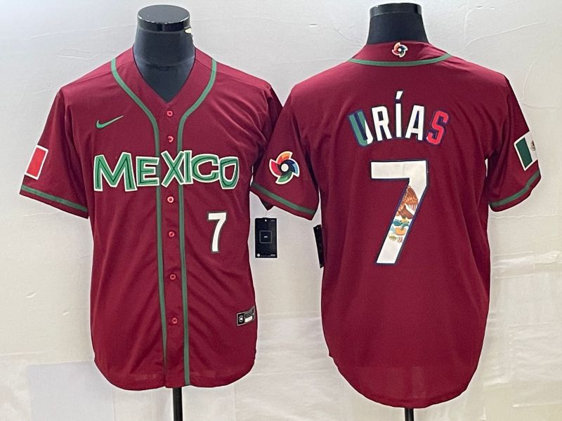 Men 2023 World Cub Mexico #7 Urias Red camo Nike MLB Jersey1->more jerseys->MLB Jersey